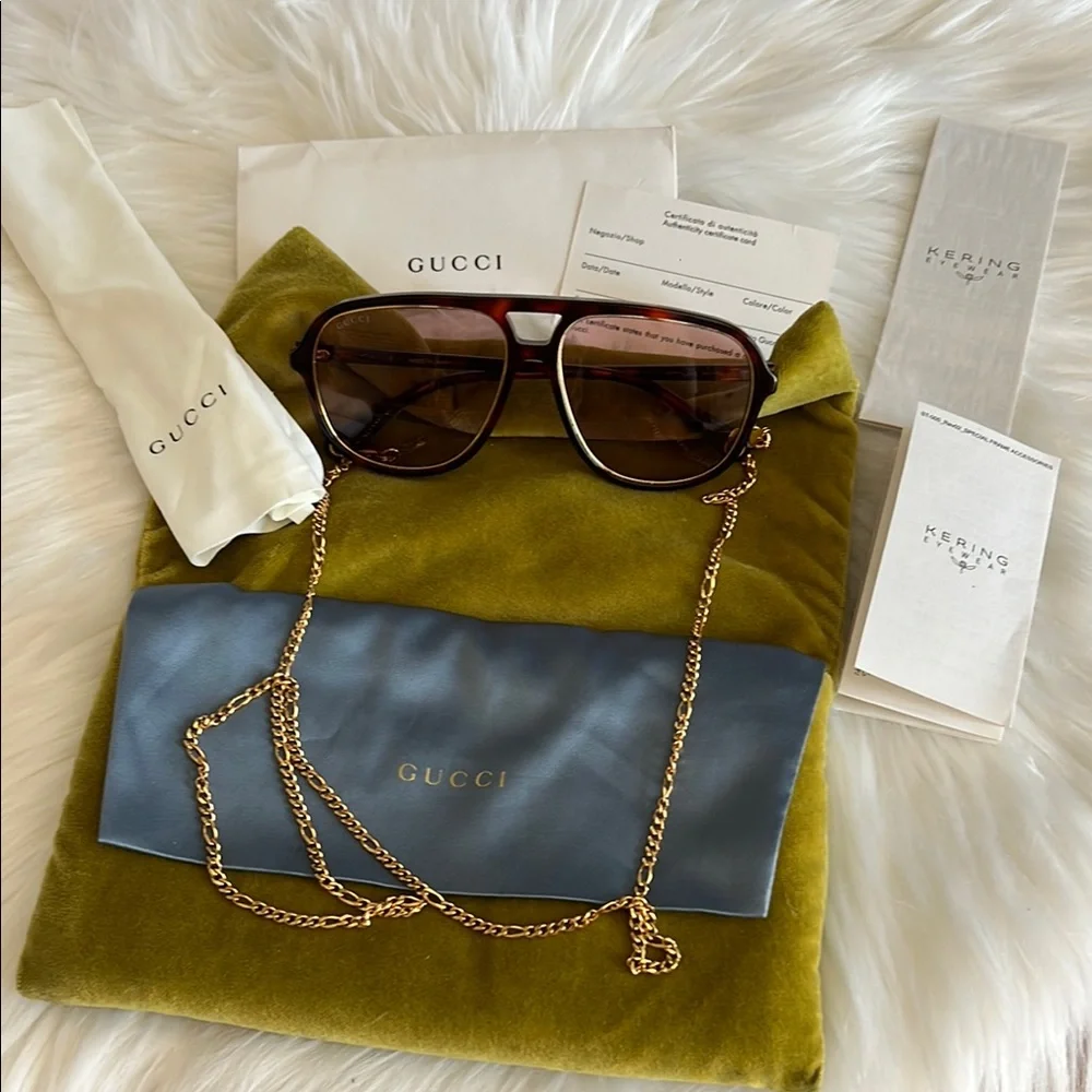 Gucci tortoise shell Sunglasses Aviator Style - Picture 3 of 17